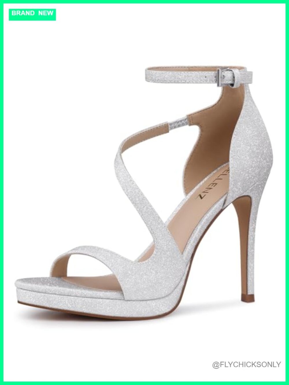CELLENZ Women's Stiletto Platform Heeled Sandals 4.3 Inch Peep Toe Glitter